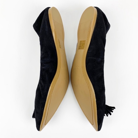 New J Crew Lottie Black Suede Tassel Stretch Flats - Picture 4 of 7
